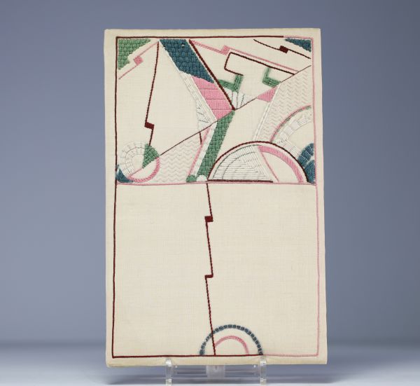 Art Deco woven document holder, Belgian modernist work, abstract composition, circa 1920.