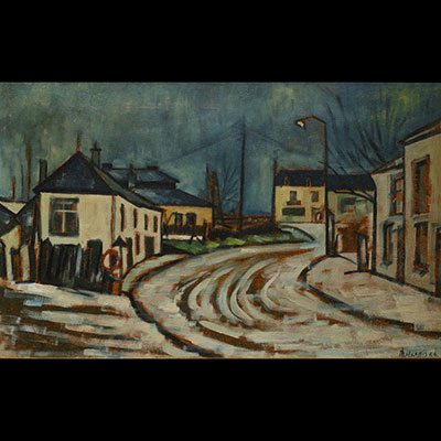 R. LIÈGEOIS (XX) ‘Vue de village’ Large oil on panel, signed and dated 1966.