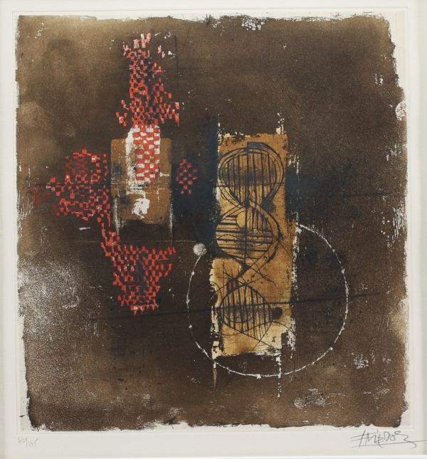 Johnny FRIEDLÄNDER (1912-1992) Abstract etching numbered and signed.