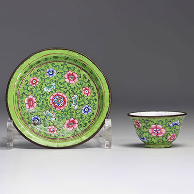 Chinese enamel bowl and saucer