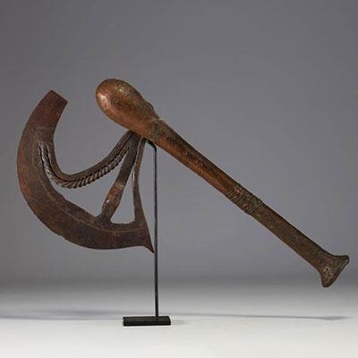 DRC - Songye parade and prestige axe, red copper.