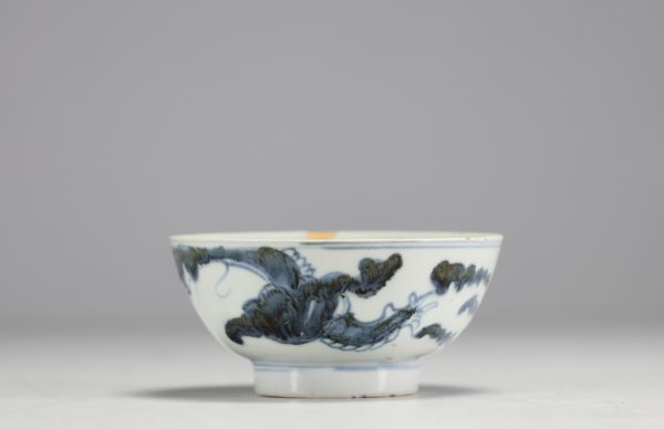 Chine - Bol en porcelaine blanc bleu à décor de chimères, époque Ming.