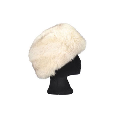 White fox fur bucket hat