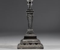 Pair of solid silver candlesticks, five points of light, hallmarks (three diamonds) on the base.