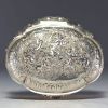 Solid silver box with Putti decoration, hallmark 800 and half-moon crown, 342g.