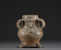 Raeren - Rare stoneware jug decorated with faces, salt glaze, early 16th century.