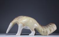 Roger DUTERME (1919-1997) Large anteater in glazed terracotta, artist's stamp, circa 1970.