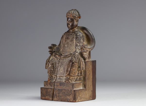 Chine - Dignitaire, statue en bois de la dynastie Qing (清朝)