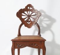 Émile GALLÉ (1846 - 1904) ‘Ombelles’ model Exceptional pair of solid walnut chairs, circa 1903-1904