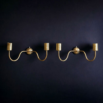 Josef FRANK (1885-1967) Pair of gilt brass sconce candlesticks.