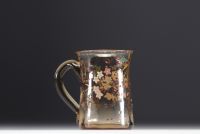 Cristallerie Émile GALLÉ - Small transparent enamelled cup with floral design