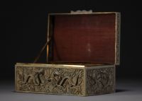 China - Patinated brass cigar box decorated with dragons.