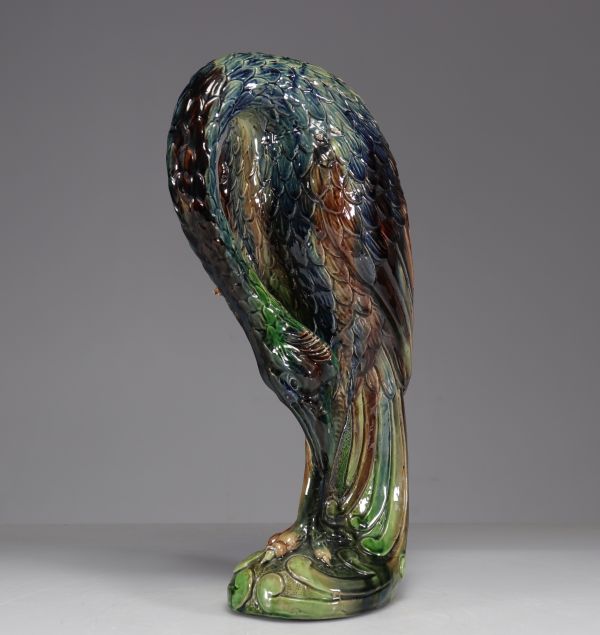 Vase en faïence de Bruges, modèle « échassier » vers 1900