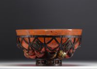 DAUM Nancy et Louis MAJORELLE (1859-1926) - Large Jasper and orange glass bowl.