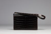 Christian DIOR, brown crocodile bag circa 1970.