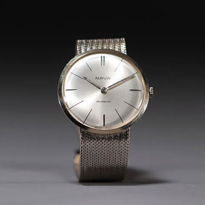 NAVA - Mechanical watch, complete with 18k white gold, men's model circa 1980.