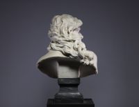 Adalberto CENCETTI (1847-1907) ‘Bust of a woman’ Carrara marble sculpture on a grey marble base, 19th century, signed on the back.