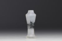 DAUM Nancy - Miniature vase in frosted acid-etched glass with mill design.