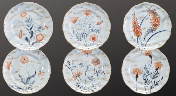 Émile GALLÉ (1846-1904) - Series of six dinner plates from the 