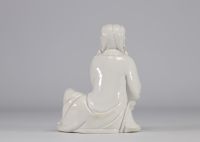 Guanyin statue in Chinese white with a rare male face from the 17th century