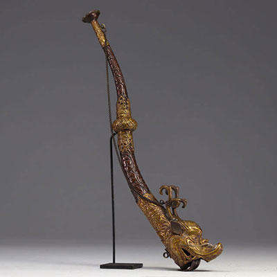 Tibet - copper trumpet with dragon design.