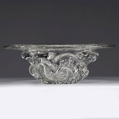 Antonio & Guido BOON (XX) Val Saint Lambert - Large table centre bowl in mouth-blown clear crystal, worked with tongs.