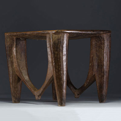 Africa - Carved wooden Nupe stool.