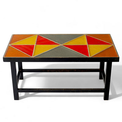 Jacques AVOINET and Jean Simon LABRET (20th century) Coffee table, cemented glass slab top, steel base.