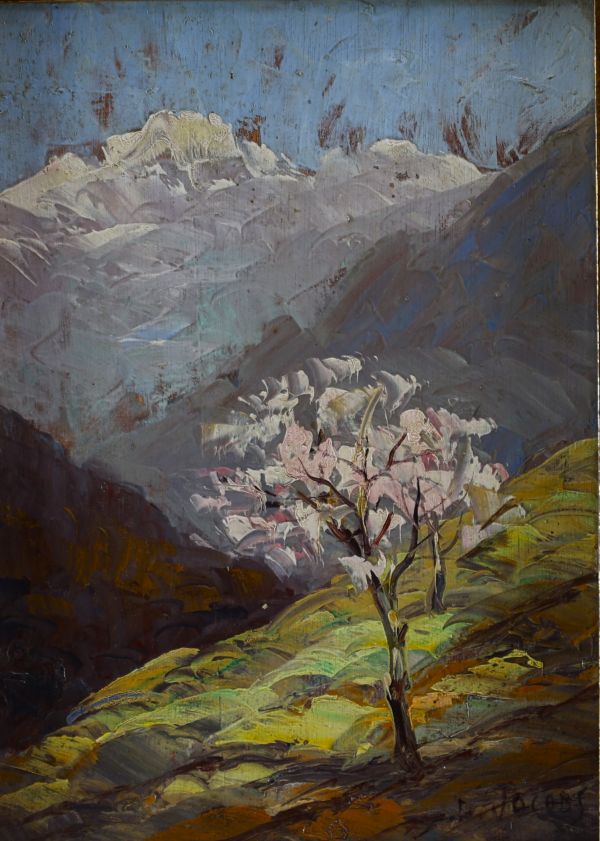 Dieudonné JACOBS (1887-1967) ‘Spring in the mountains’ Oil on panel.