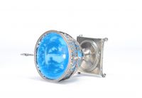 Drageoir in silver with bluish glass interior