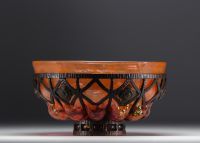 DAUM Nancy et Louis MAJORELLE (1859-1926) - Large Jasper and orange glass bowl.