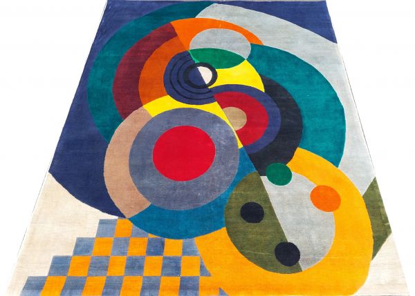 Sonia DELAUNAY (1885-1979) d'après - Tapis en laine Mérinos noué à la main, 250/200cm.