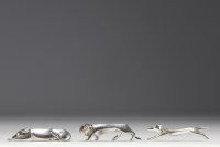 Orfèvrerie Gallia - Set of silver-plated metal cutlery holders decorated with animals.