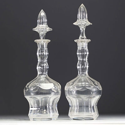 Val Saint Lambert - Pair of cut crystal decanters, Lalaing model, 20th century