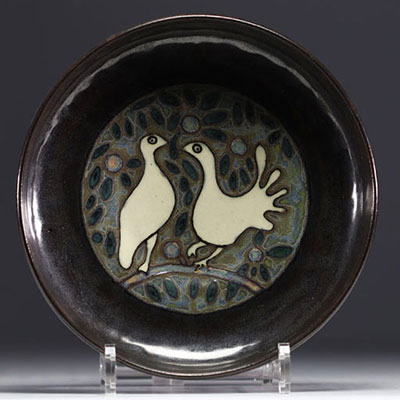 HB Quimper - Bowl on heel in stoneware decorated with doves on a branch