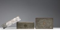 China - Pewter and copper tobacco drying case with dragon decoration, late 19th century.