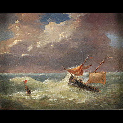 Eugène VERBOECKHOVEN (1798-1881) ‘Marine’ oil on panel from the 19th century, signed.