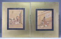 China - Set of six paintings on silk, representation of wise men and dignitaries, early 20th century.