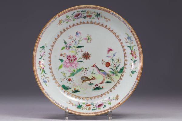 Chine - assiette en porcelaine Qianlong à décor d'oiseaux et fleurs, XVIIIe siècle 