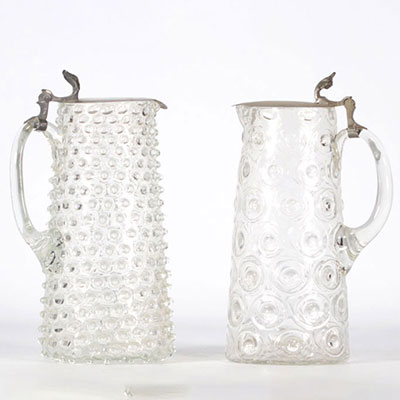 (2) Pair of old Chénée jugs from Liège (BE), 19th century