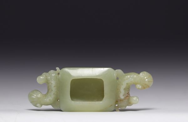 China - Jadeite carp brushwork, Qing period.