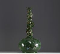 Large earthenware soliflore vase with dragon scrolled neck, circa 1900-1920.