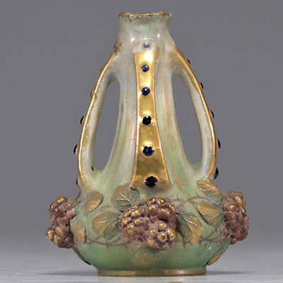 Art Nouveau Amphora vase decorated with flowers in relief