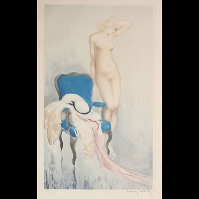 Louis ICART (1888-1950) “Fair model” Etching, color aquatint, signed and numbered 141, circa 1937.