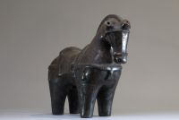 Horse-shaped figurative lamp in glazed ceramic from the 70s.