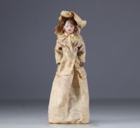 François GAUTHIER - Fashion doll with porcelain head n° 301, canvas body, trunk with accessories, clothes, shoes and miscellaneous.