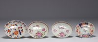 China - Set of various pieces of polychrome porcelain, 18th century.