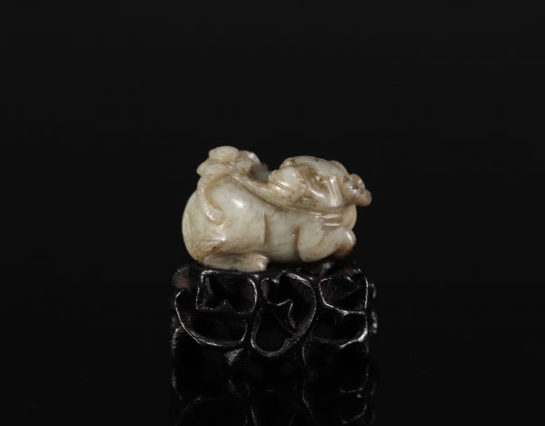 China - Carved jade buffalo, Ming period.
