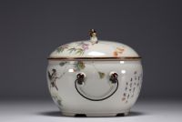 China - Rare Qianjiang Cai porcelain covered terrine decorated with birds, artist's signature.