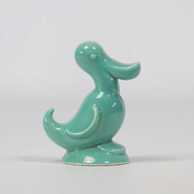 VILLEROY & BOCH Septfontaines sculpture in the shape of a duck green earthenware menu holder